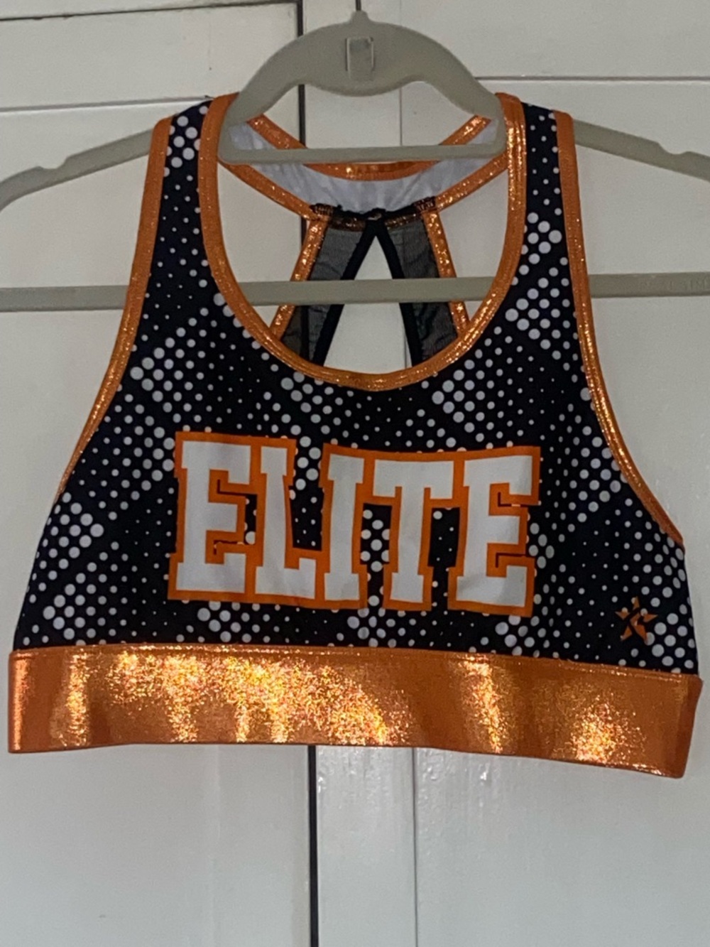 rebels White and Metallic Orange Cheer Top